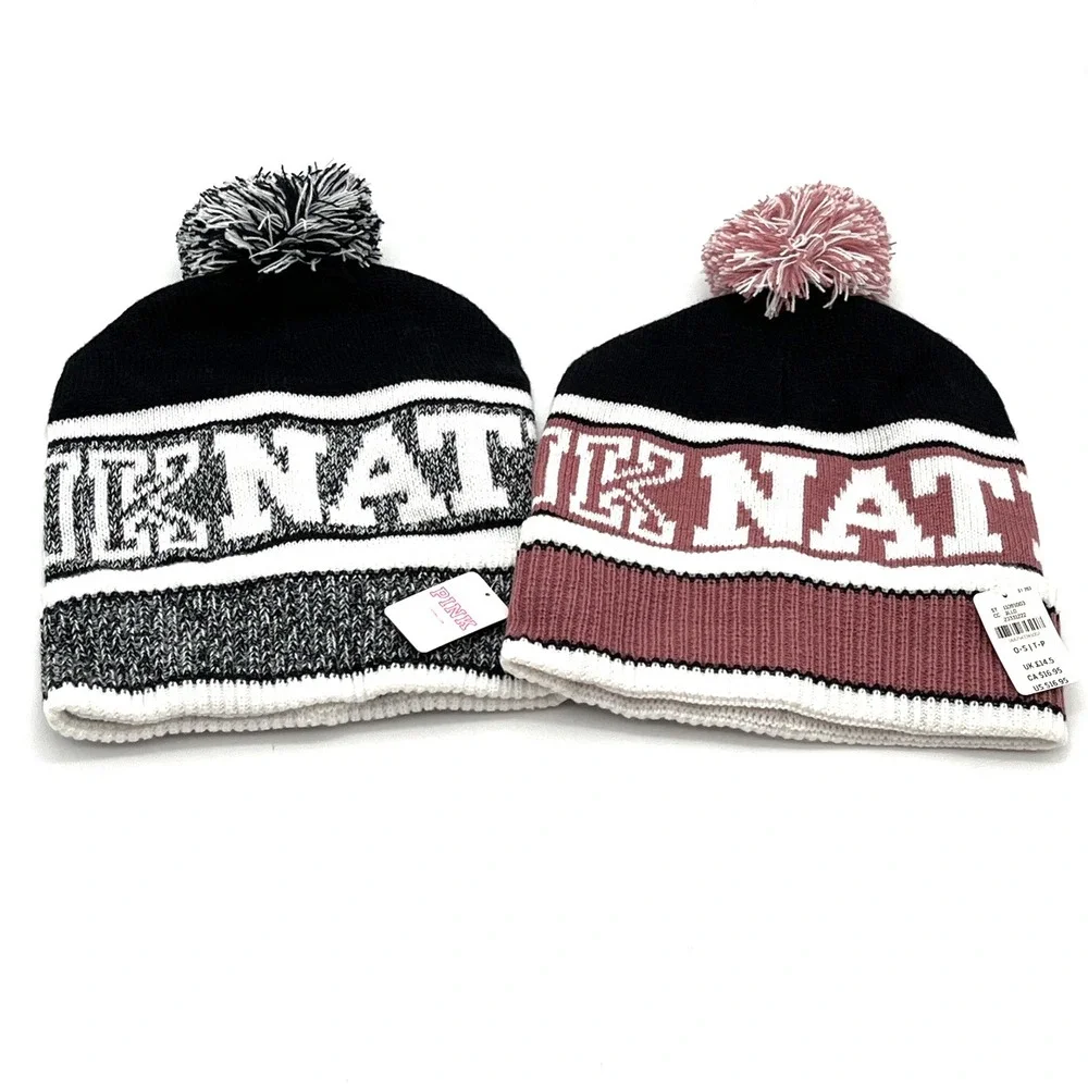 2‎ VICTORIA'S SECRET PINK FASHION SHOW BEANIE POM POM HATS PINK NATION